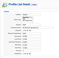 SSR Profile List Detail